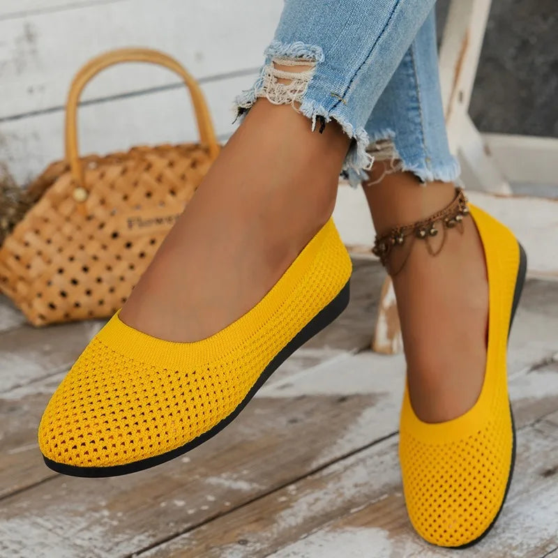 Flat Sole Single Shoe Spring/summer/autumn Mesh Fabric Shallow Mouth Soft Sole Breathable Loafers