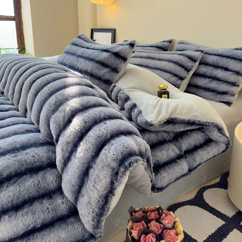 Artificial Rabbit Velvet 4pcs Bedding Set