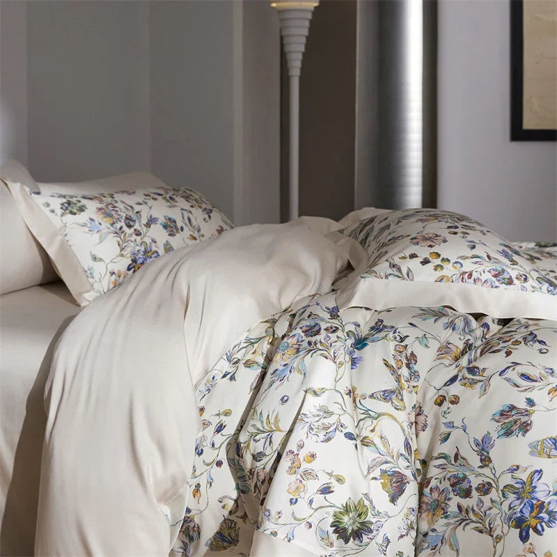 Luxury Watercolor Floral Print Bedding Set
