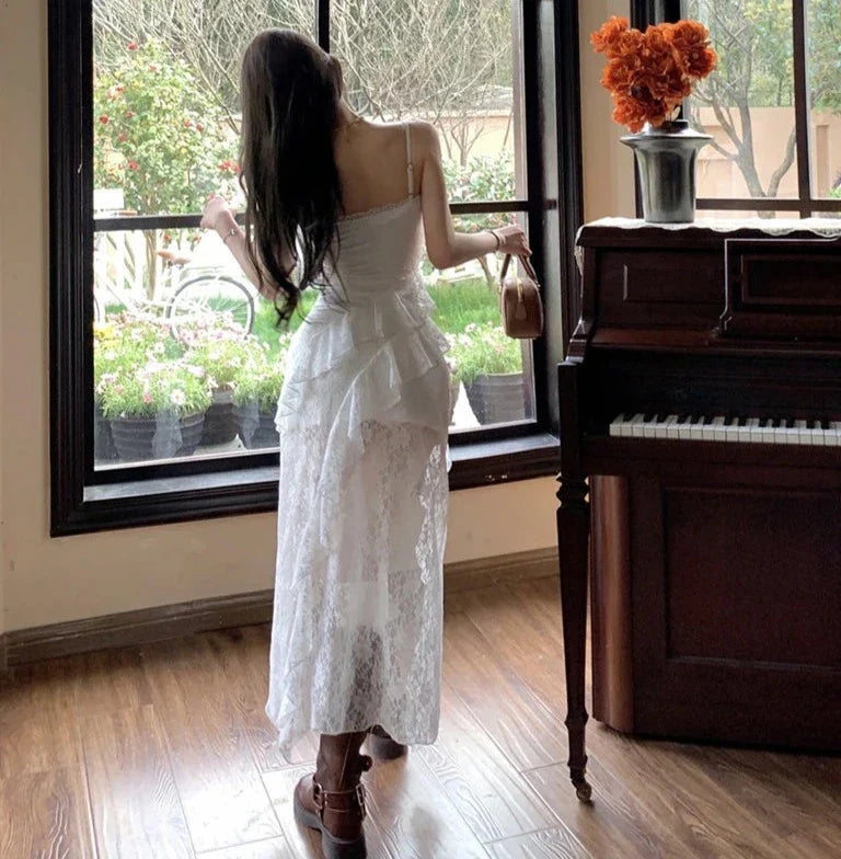 Daisy Wings White Lace Fairycore Coquette Dress