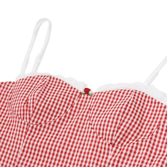 Plaid Well Mini Spaghetti Dress