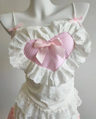 Ruffle Heart Bow Coquette Top