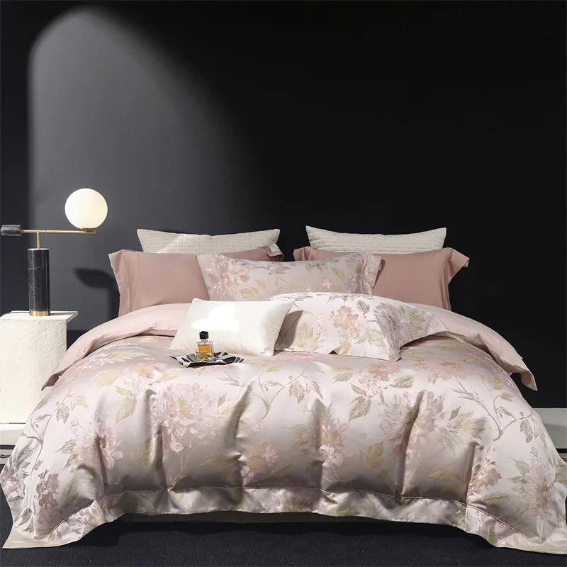 Luxury Floral Jacquard Egyptian Cotton Bedding Set