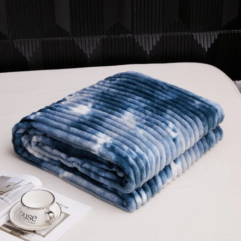 Flannel Fleece Blanket for Beds Tie Dyeing Warm Manta Single/Queen/King Thow Blanket Thick Warm Plaids Sofa Blanket