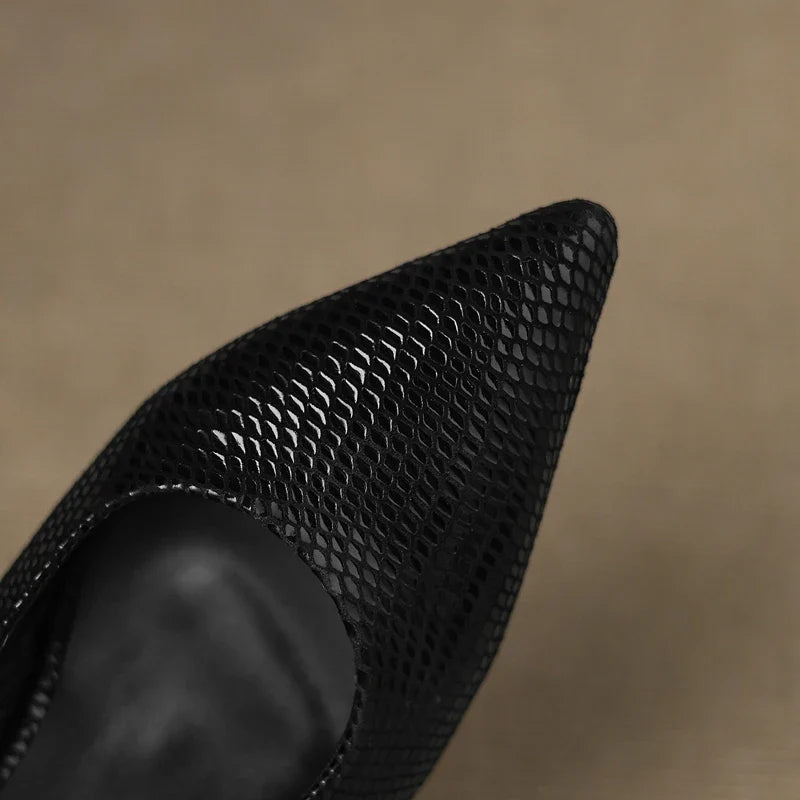 snake patterned sheepskin pointed thin Heel