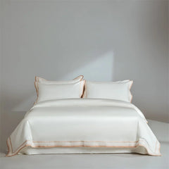 1000TC Egyptian Cotton Luxury Embroidery Solid Color Hotel Style 4Pcs Bedding Set