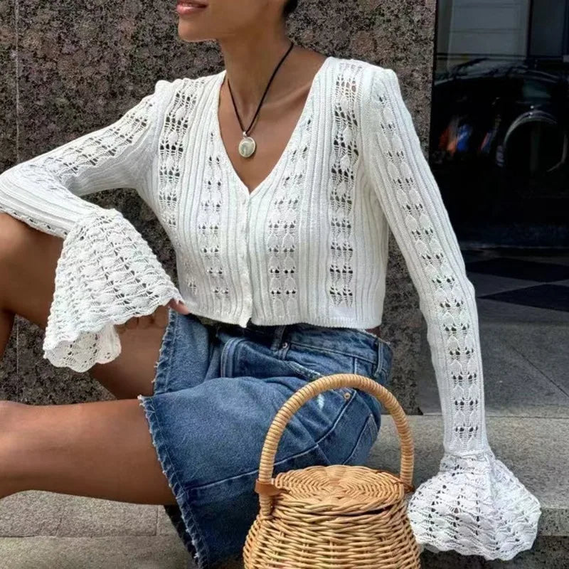 Coasting Through Hollow Out Knitted Cardigan