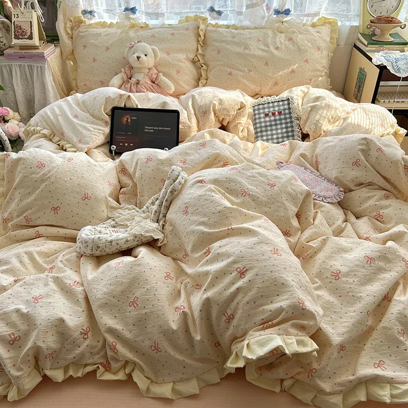 Korean Style Lace Ruffle Bedding Set
