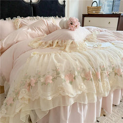 4Pcs Princess Wedding Bedding Set