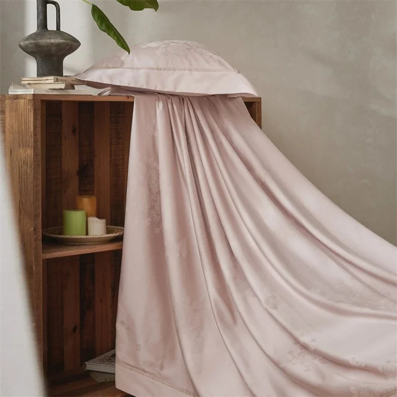 1000TC Egyptian Cotton Butterfly Flowers Jacquard Luxury Bedding Set