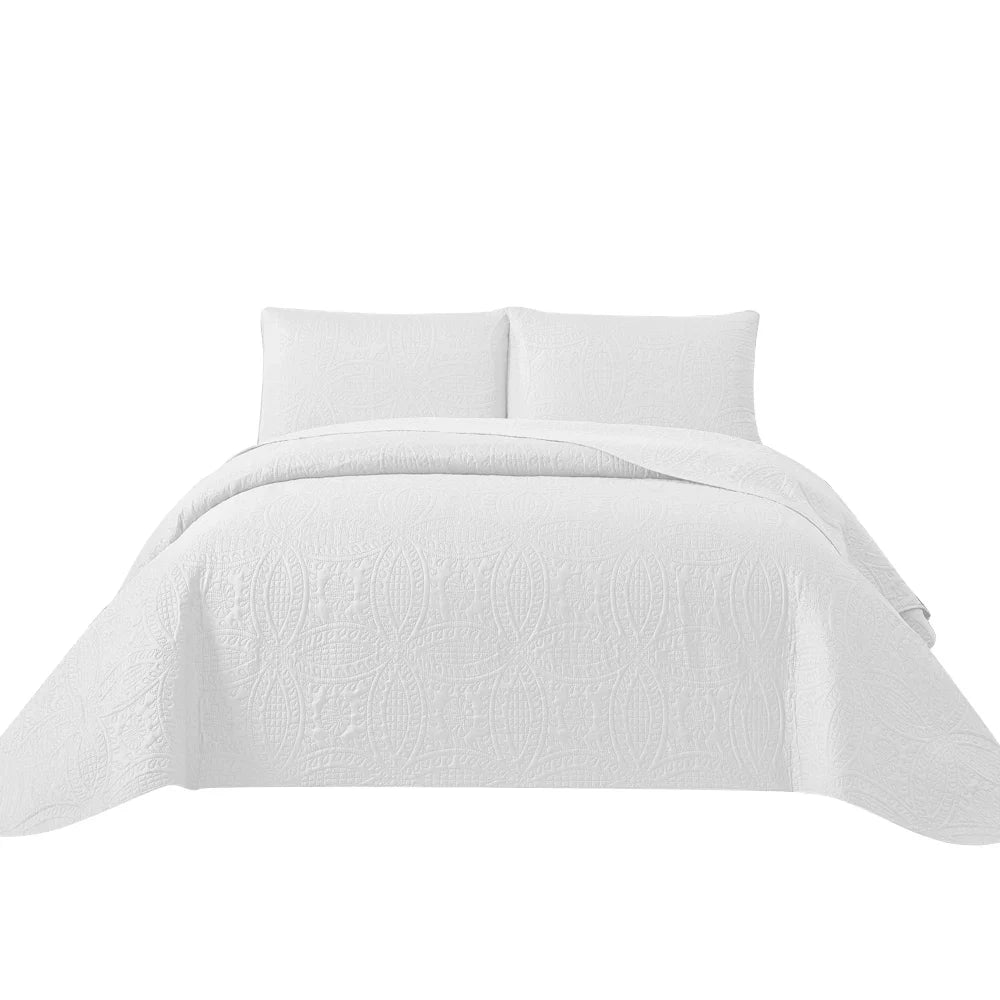 3pcs Luxury Quilted Microfiber Bedspread Coverlet Bedding Set
