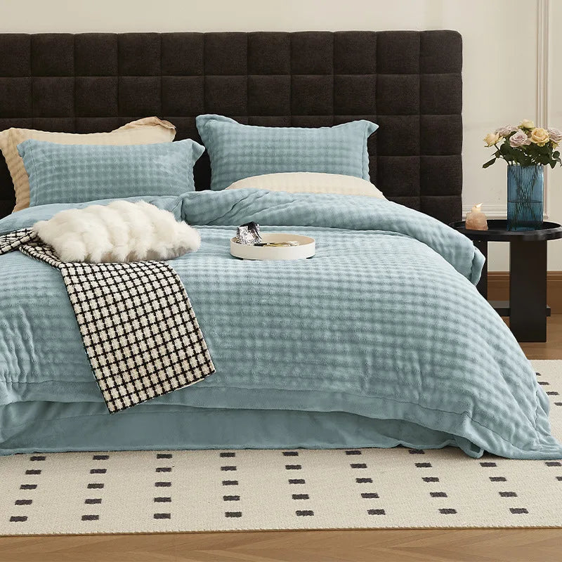 Winter Coral Velvet Warm Bedding Set