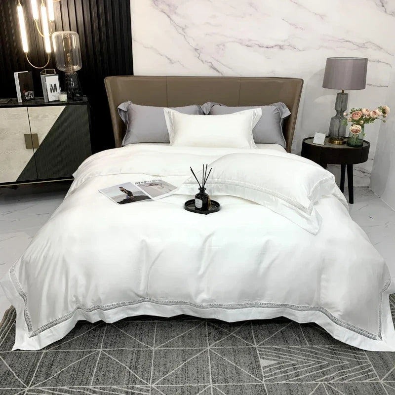 1000TC Egyptian Cotton Luxury White Hotel Style Bedding Set