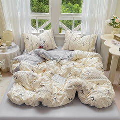 Korean Wrinkled Double Layered Yarn Bedding Sets