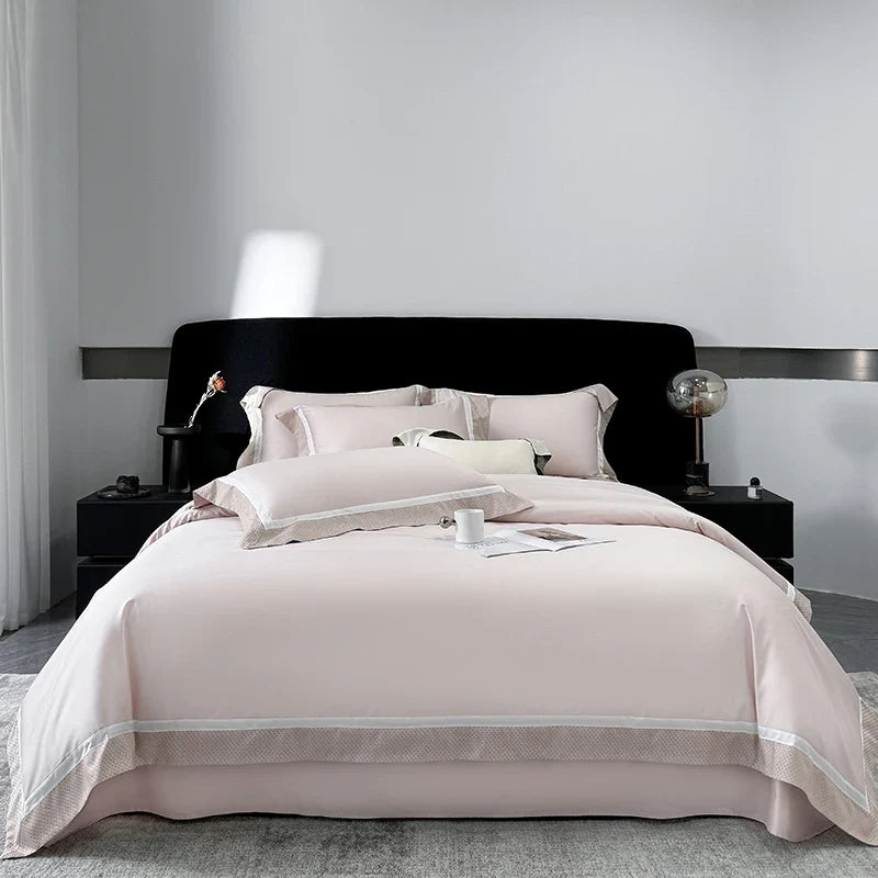 4Pcs Premium 1000TC Egyptian Cotton Simple Solid Color Bedding Set