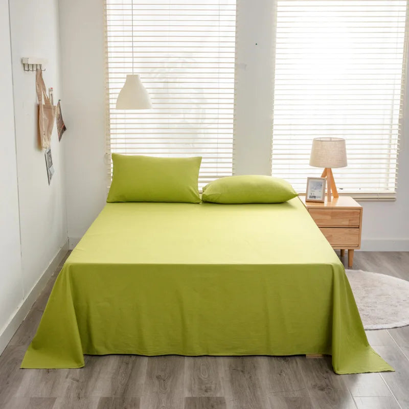 Solid Color Cotton Bed Sheet Single Double Mattress Covers Super Soft Queen King Bedspread Soft Bed Linen Home Decor