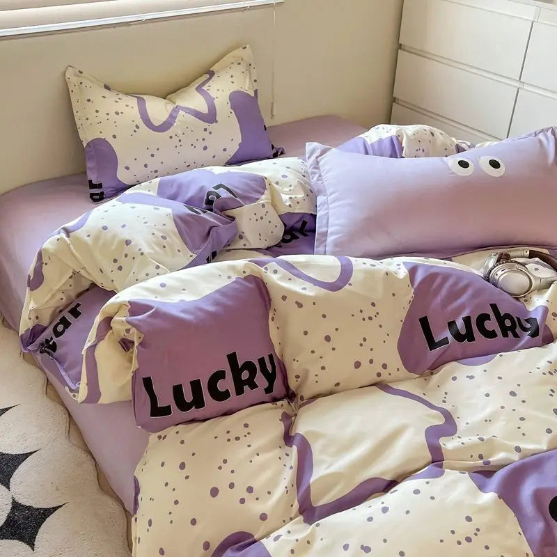Red Cherry Duvet Cover Set No Filler Ins Style Korean Full Queen Size Girls Boys Flat Sheet Pillowcase Bedspread Set