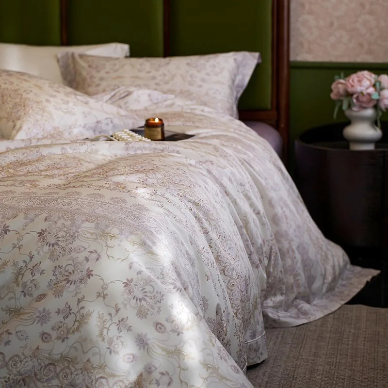 1200TC Egyptian Cotton Flowers Prints Luxury Queen King Size Bedding Set