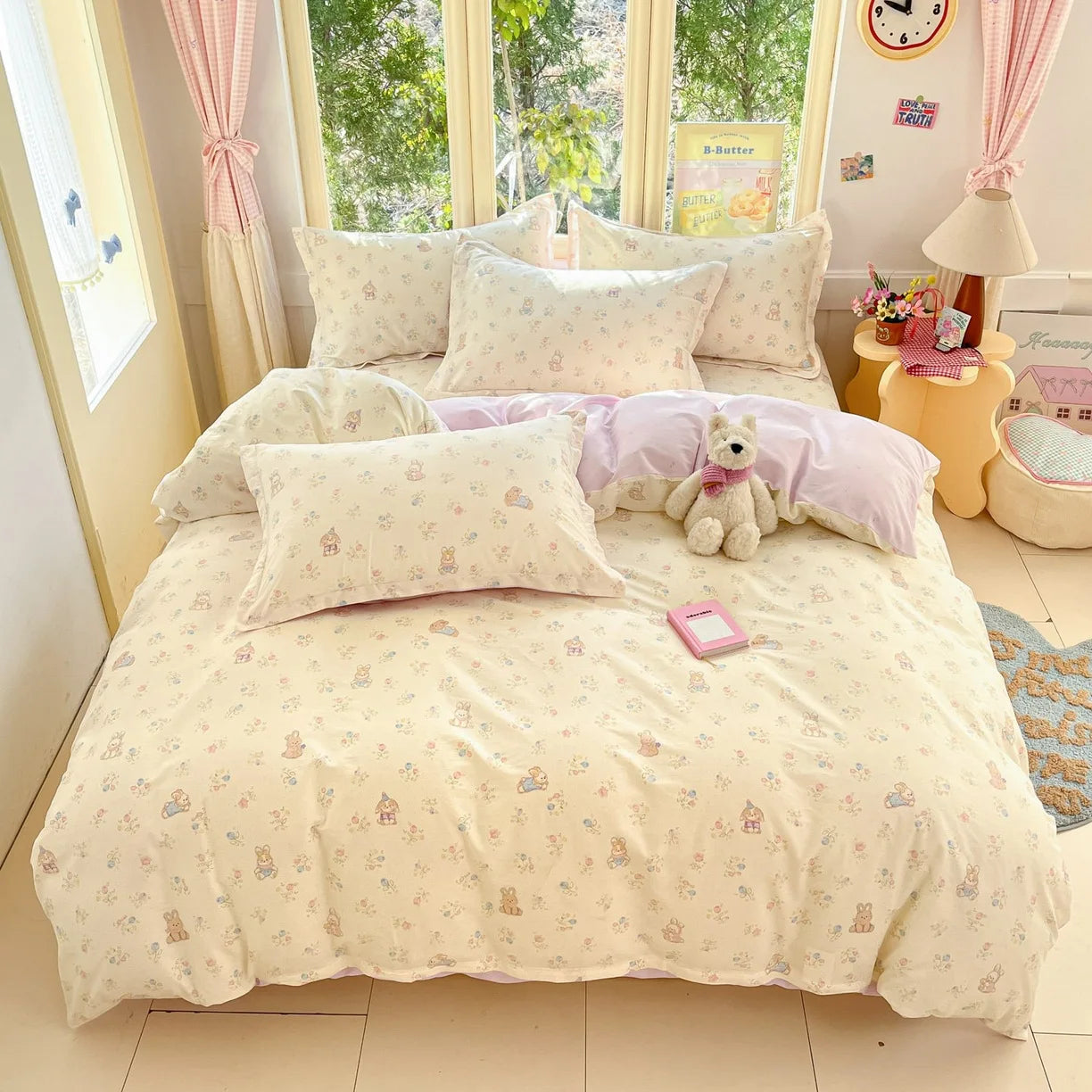 High Quality 100% Cotton Floral Duvet Cover Set Soft Breathable Queen King Bedding Set
