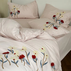 Flowers Towel Embroidery Bedding Set