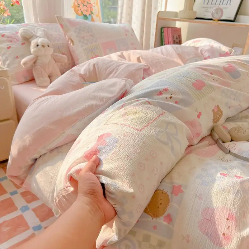 Red Black Duvet Cover Set Ins Floral Twin Queen Size Girls Boys Flat Sheet Pillowcase No Filler Soft Home Decor Bedding Set
