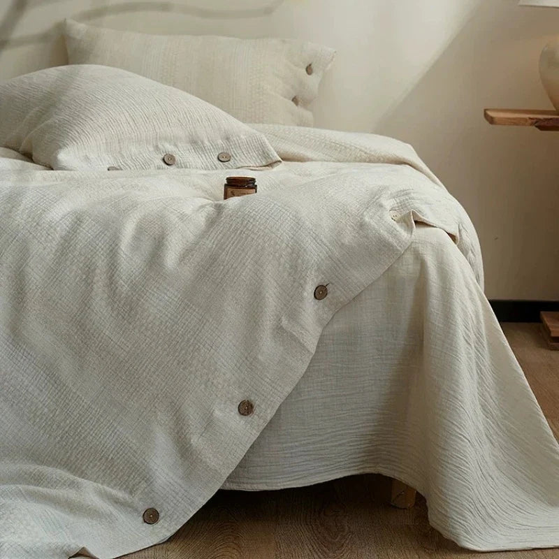 Pure cotton breathable and dry bedroom bedding four piece set Japanese style light luxury and high-end feel