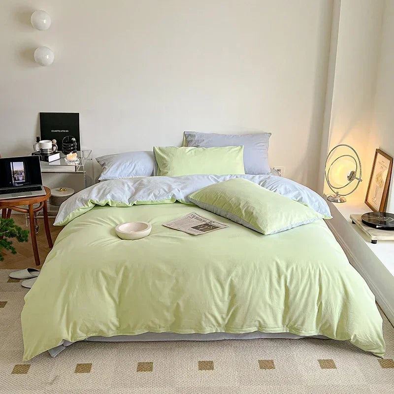 High End 100% Cotton Duvet Cover Set Mixed Color Skin Friendly Queen Bedding Set
