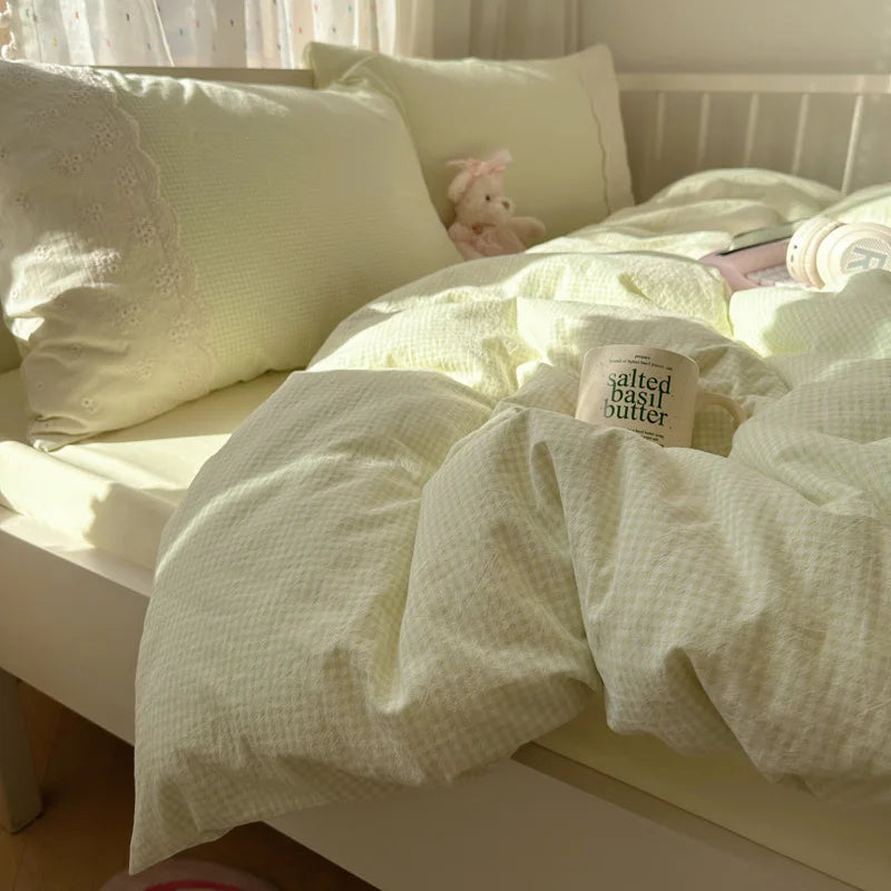 Printed Lace Edge Comforter Cover Sets Bedding Set