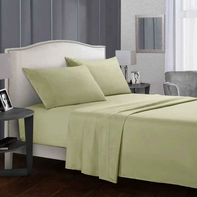 Solid color bed linen set sheets full sets mattress cover flat and fitted sheet with pillowcases Twin Full Queen King Size