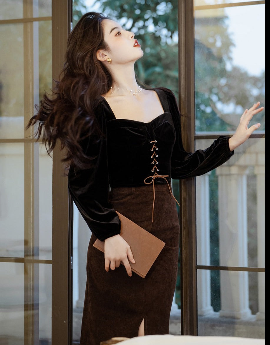 Conjunto Dark Academia de 2 piezas Darkening Night