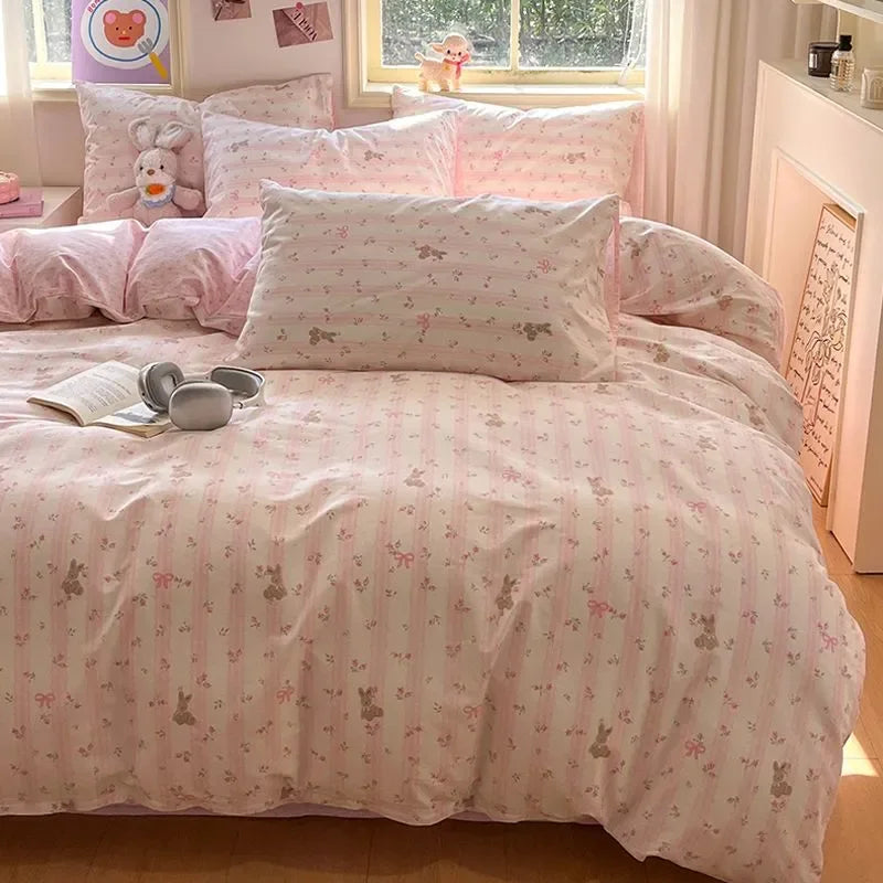 Cute Pink Bear Bedding Set