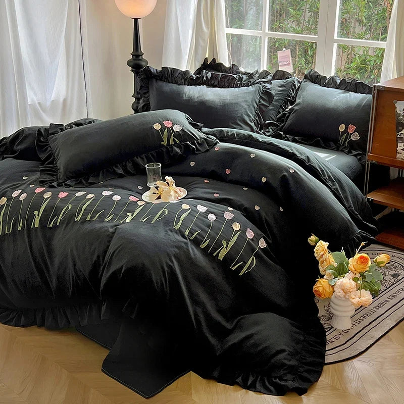 3/4Pcs Ruffle Bedding Set
