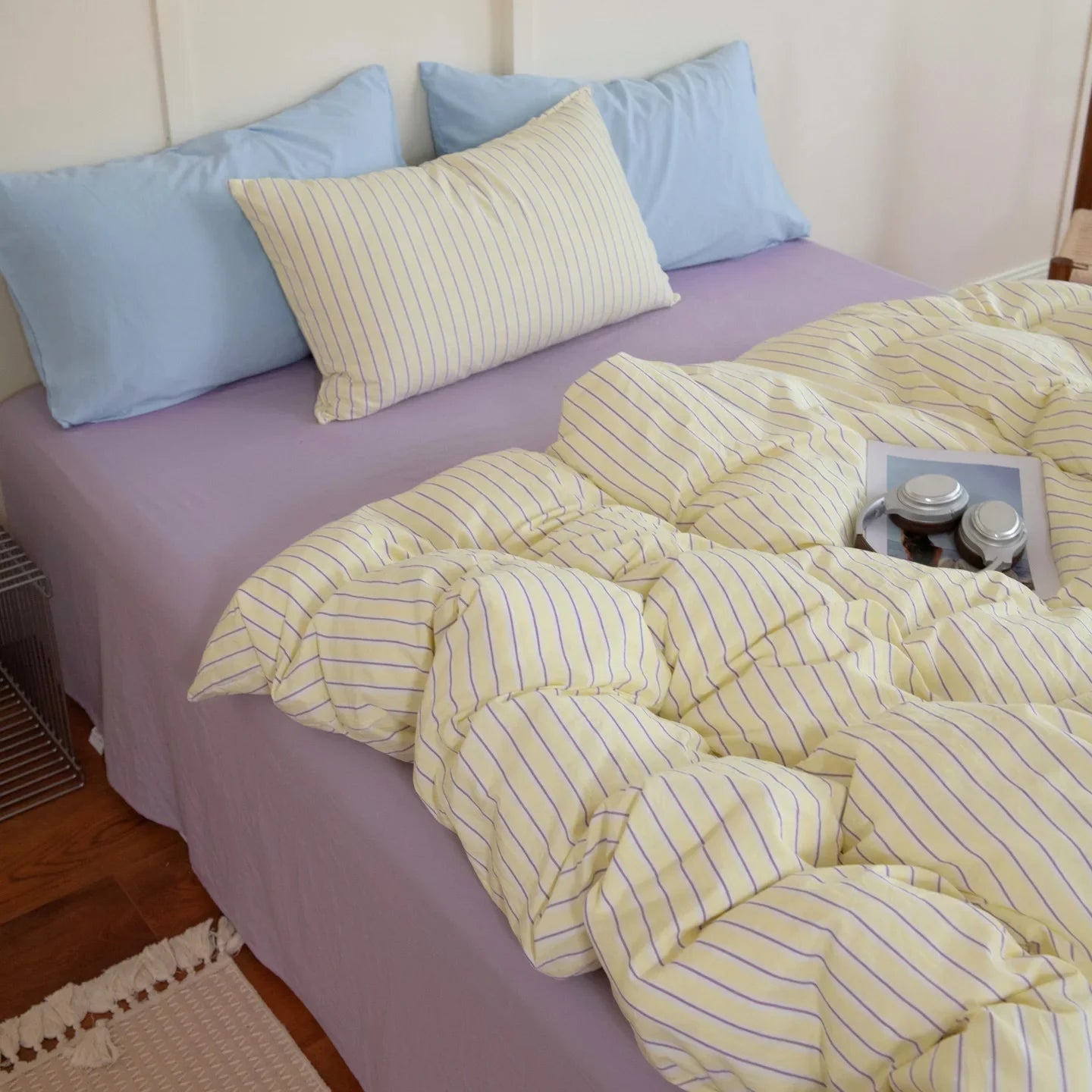 1Pcs Stripe Print Duvet Cover Twin Queen King Quilt Cover Korean Four Seasons Full Queen Adult Kids Dormitory Comforter Cover