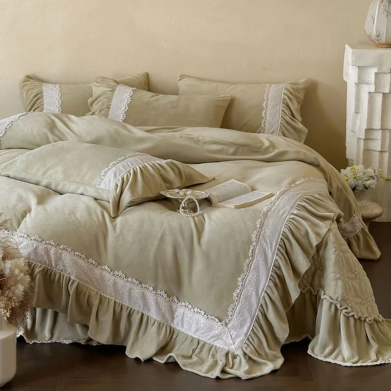 French Lace Ruffles Princess Bedding Set