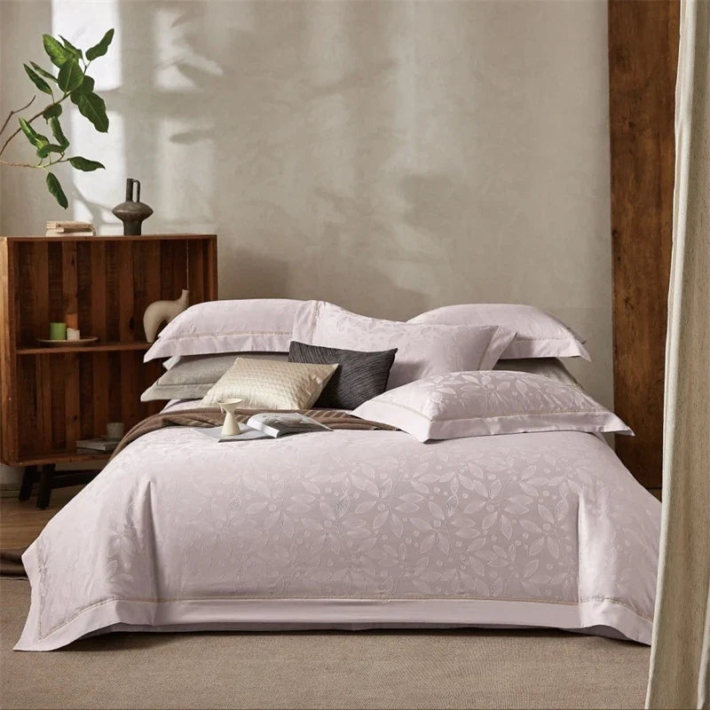 1000TC Egyptian Cotton Butterfly Flowers Jacquard Luxury Bedding Set