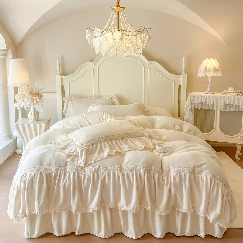 Milk Velvet Winter Warm Thickened Princess Bedding Set
