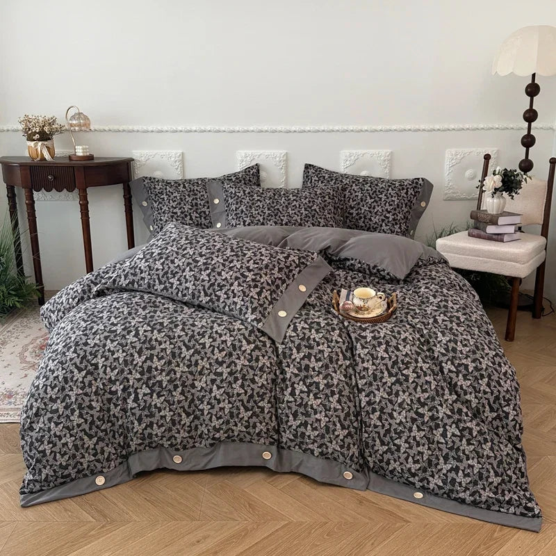 3/4Pcs Korean Princess Style Floral Bedding Set