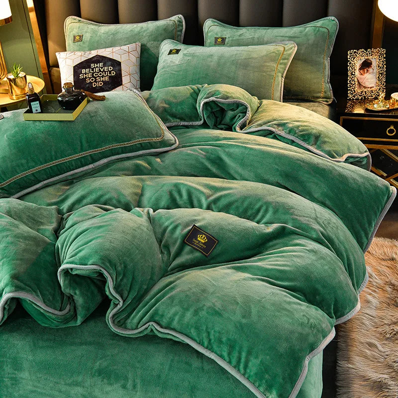 Winter Thicken Warm Velvet Duvet Cover Set Flannel Bedding Set