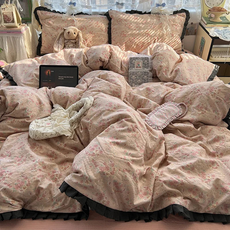 Korean Style Lace Ruffle Bedding Set