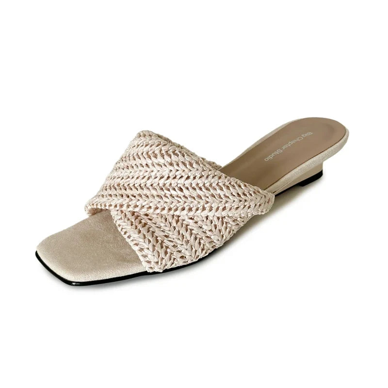 sheepskin woven slope heel