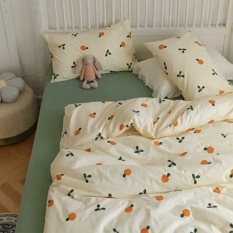 Ins Pink Flowers Bedding Set
