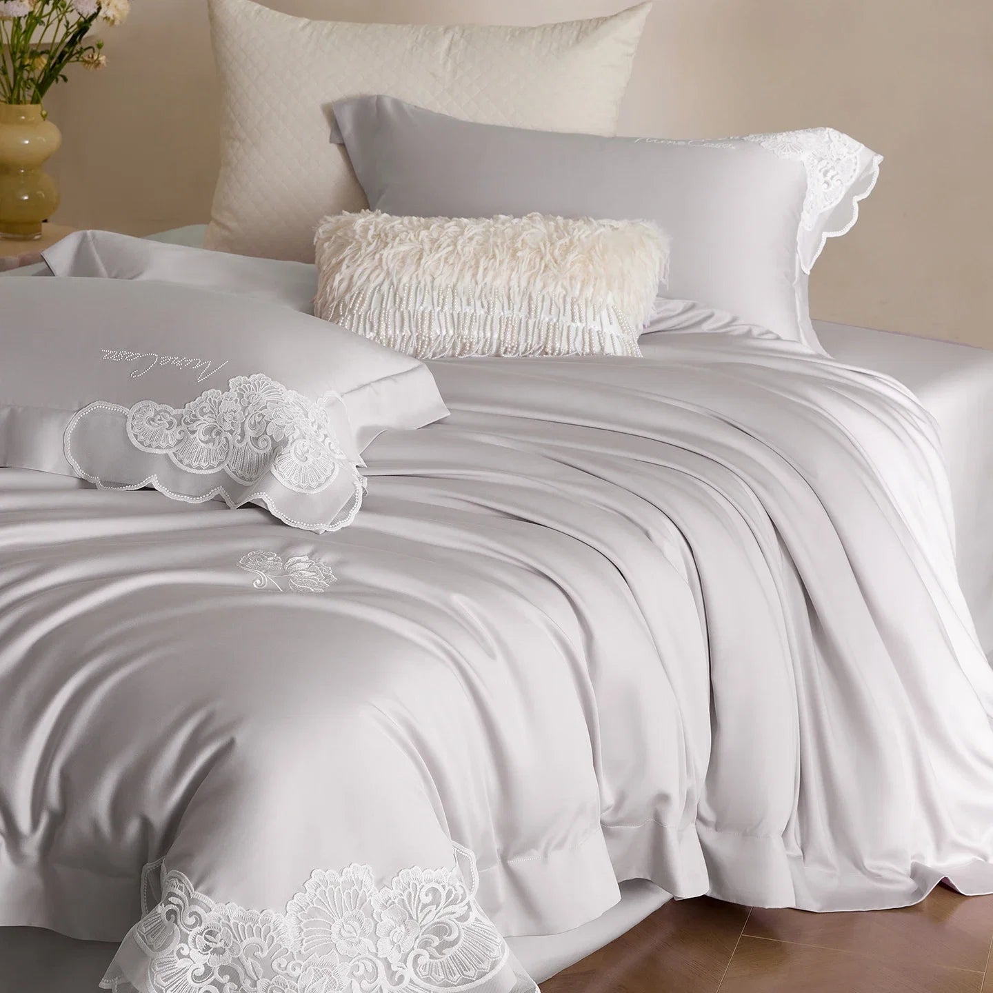 Elegant Lace Embroidery Luxury Bedding Set