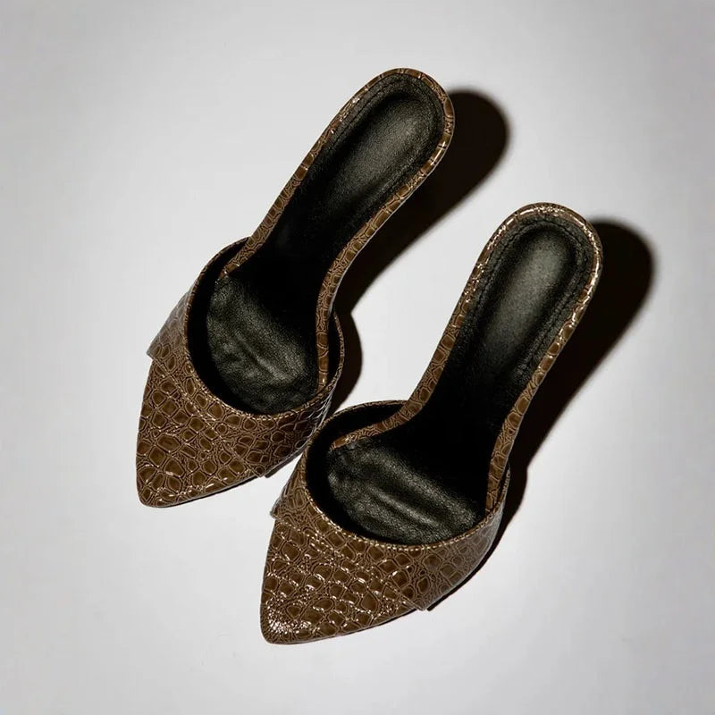Embossed leather Thin Heels
