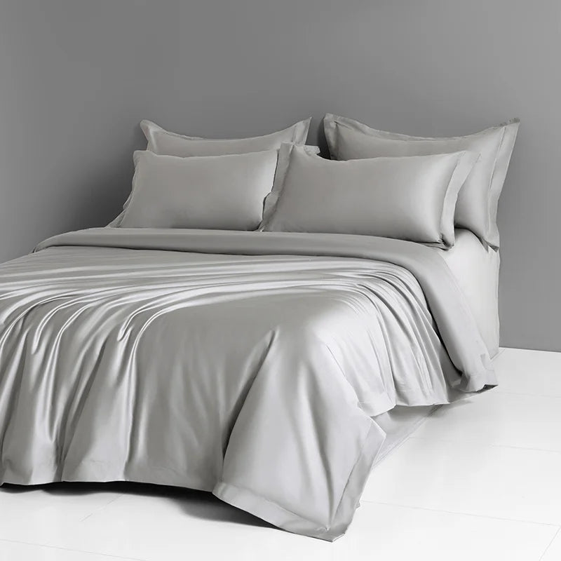 1000TC Egyptian Cotton Luxury Solid Color Soft Silky 4/6Pcs Bedding Set
