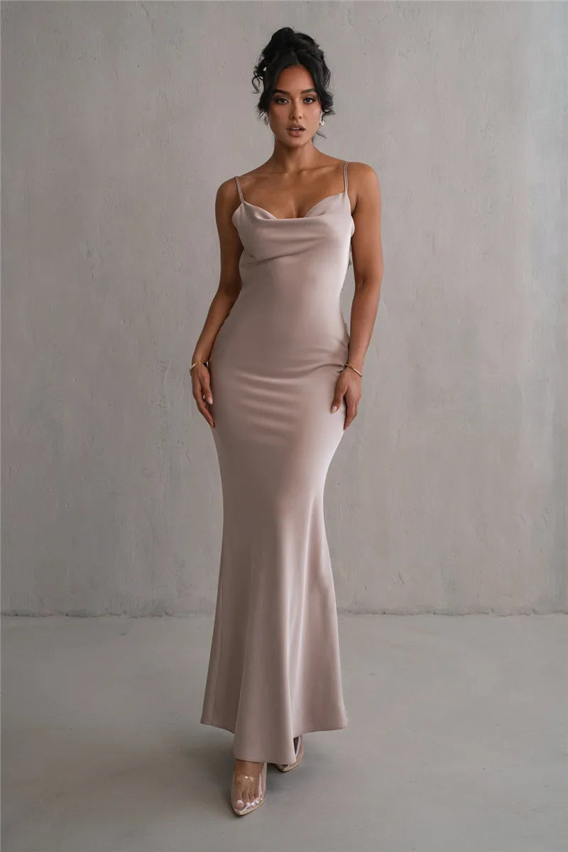 Petal Flow Backless Maxi Dress