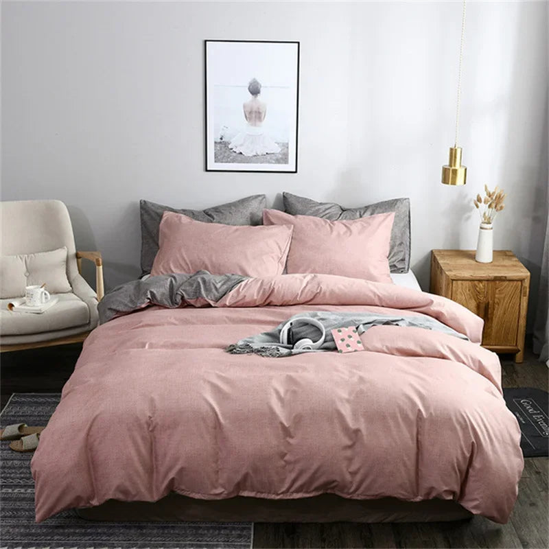 2/3pcs Solid Color Duvet Cover Set Super Soft Queen King Size Bedding Sets