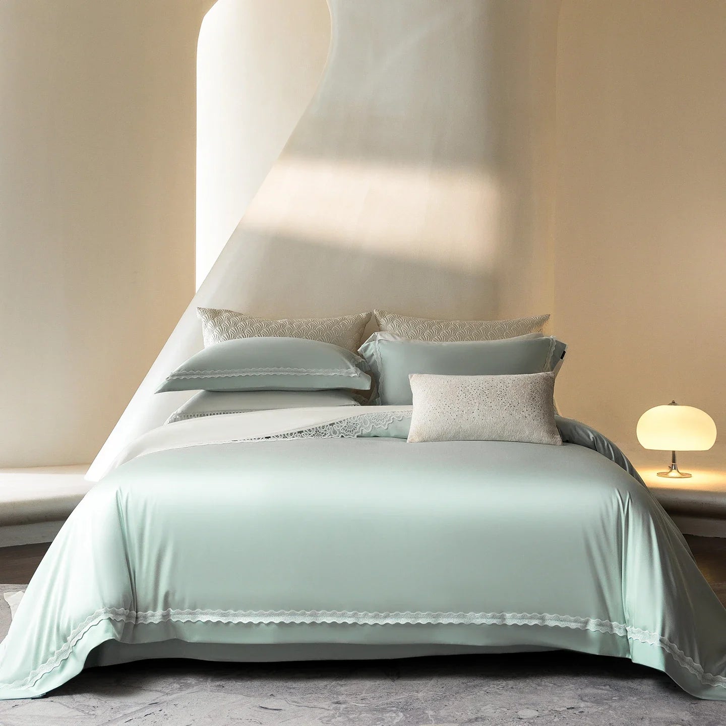 Luxury 1000TC Lyocell Cotton Soft Silky Solid Color Simple Bedding Set