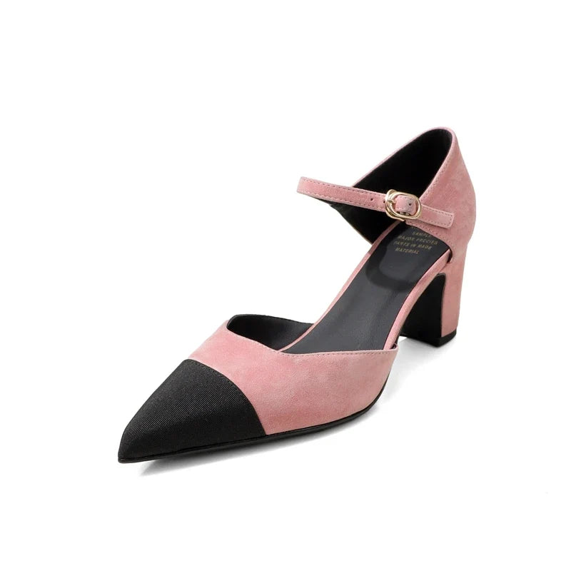 leather sheep suede high Heels