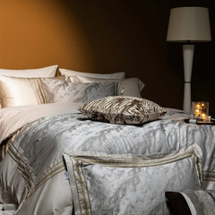 1000TC Egyptian Cotton Jacquard Embroidery Soft Silky Grey Luxury Bedding Set