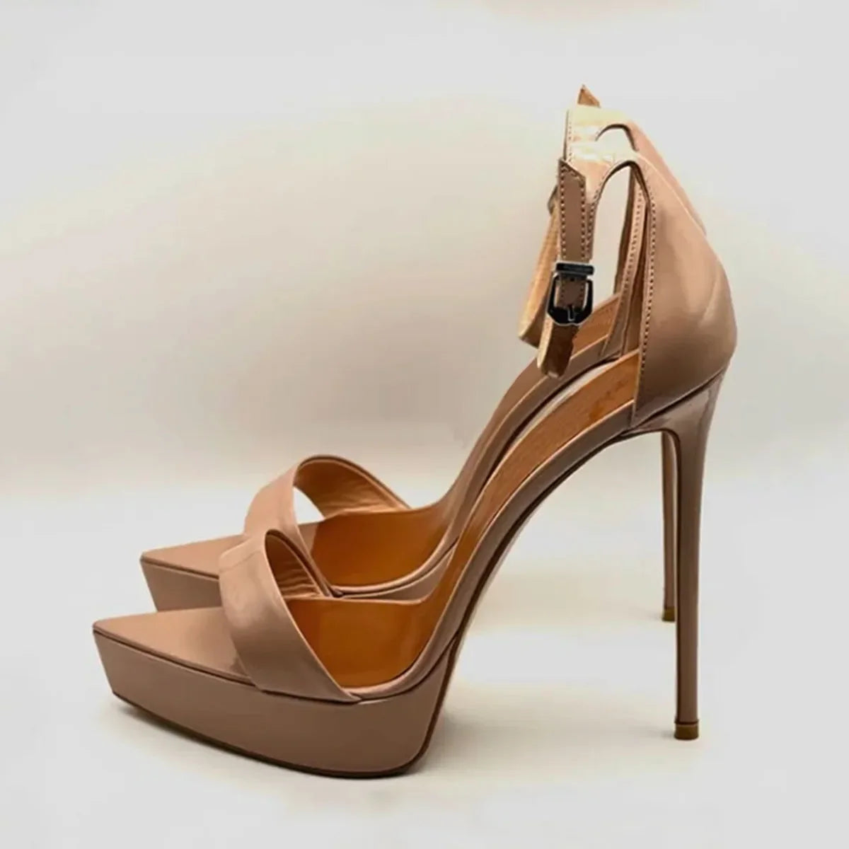 Patent Leather Platform Belt buckle Wedding Shoes